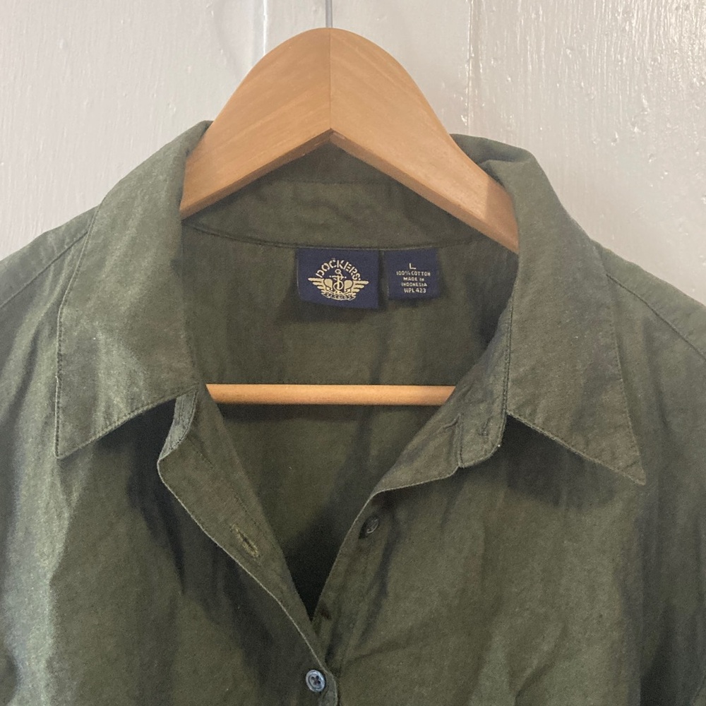Dockers Forest Green Casual Button Down Shirt - Picture 3 of 5